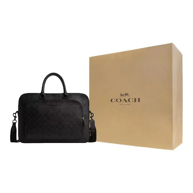 COACH ETHAN Coated Canvas With Smooth Calfskin Briefcase, Shoulder Bag, Crossbody Bag, Handbag Tubas Men's Black-6