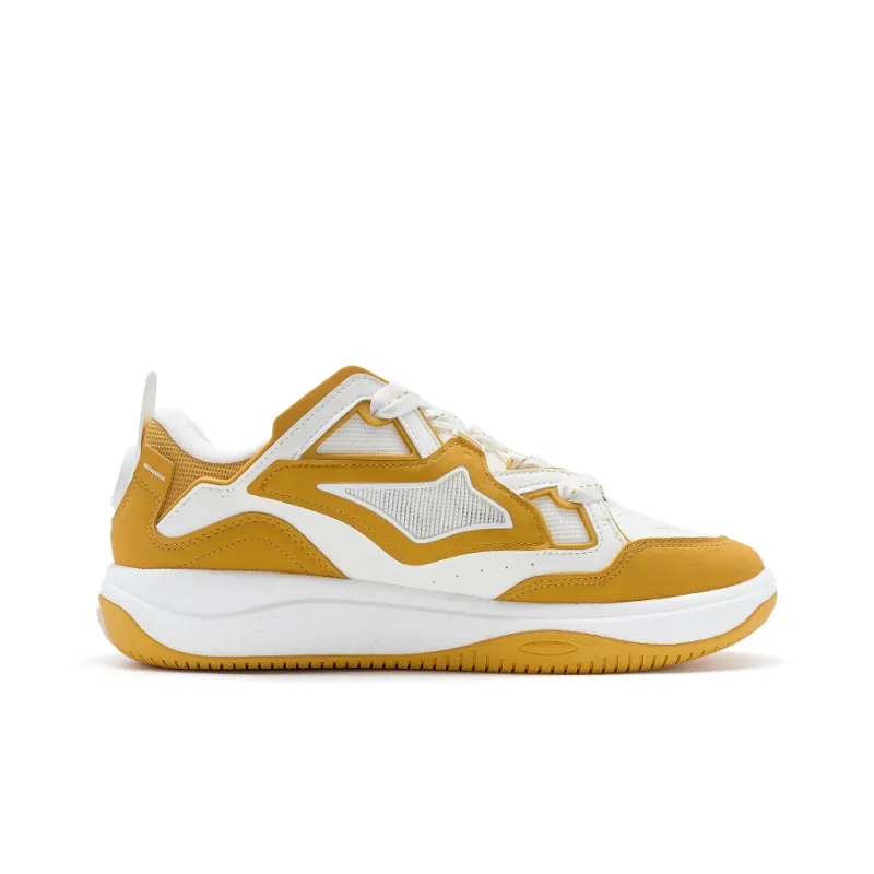 XTEP Anti-Slip Wear-Resistant Low-Top Skateboard Shoes Men's Licorice Yellow Sail White-1