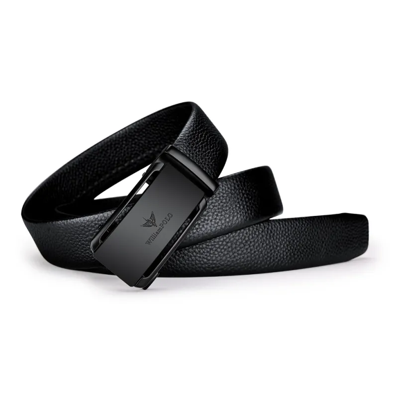 WilliamPOLO Top Grain Cow Leather Leather Belts Men's Gunmetal 3.5cm Width-2