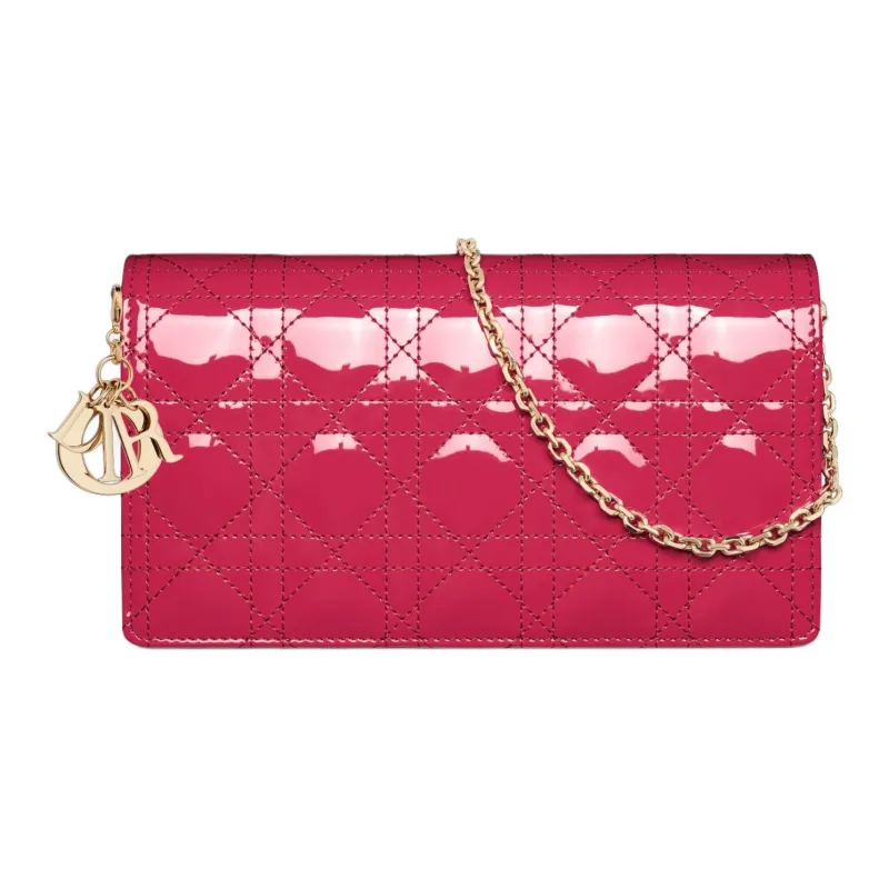 DIOR Lady Dior Calfskin Clutch Women's Pink-0