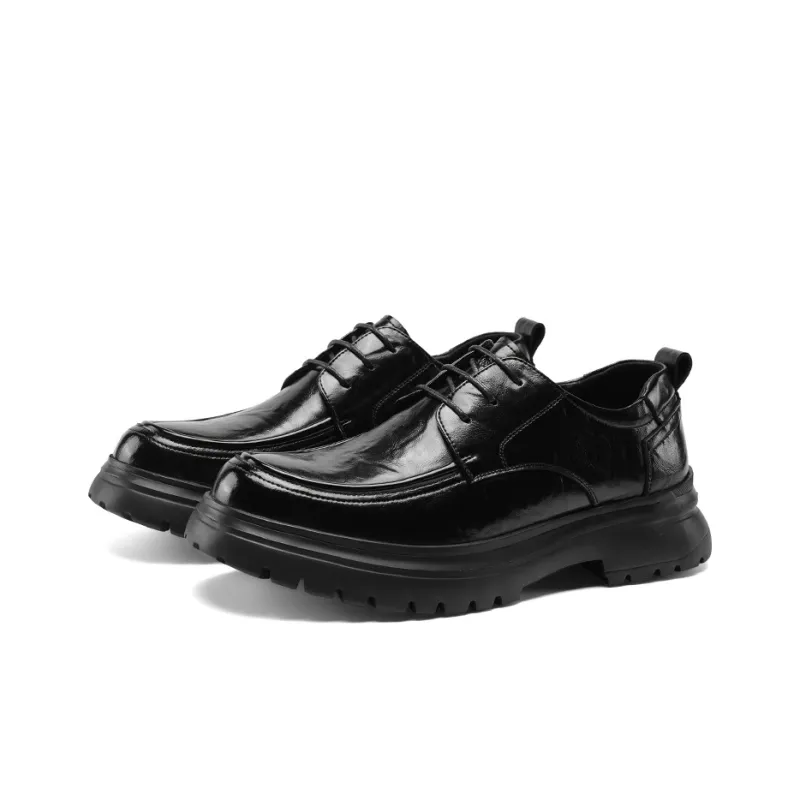 G.N.SHIJIA Dress Shoes Men Low Top Black/Brown-3
