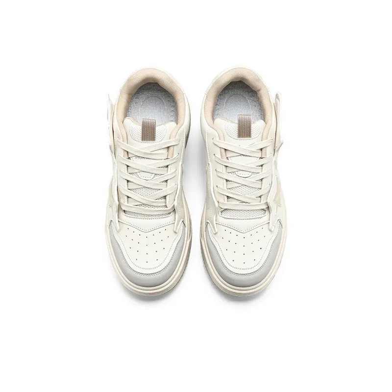 Binary Water Resistant Wear Resistant Breathable Height Increasing Low Top Skateboard Shoes Unisex Ecru-2