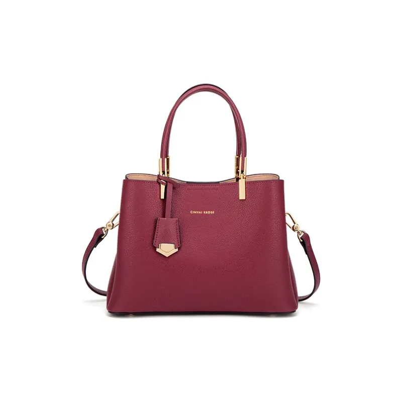 Simvay Clos Cow Leather One Shoulder Handbags Medium Size Women's Blue/Black/Burgundy-7