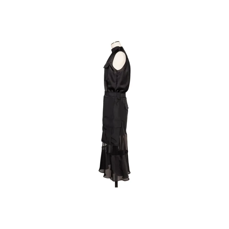 Sacai Sheer panelled Belted Dress-2