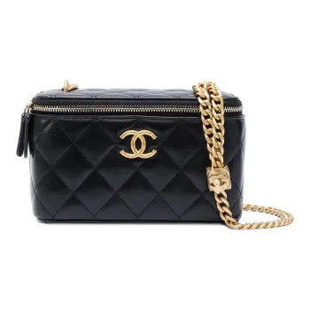 CHANEL Lambskin Shoulder Bag, Crossbody Bag Women's Black