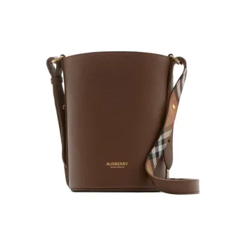 Burberry Grain Calfskin Bucket Bag, Handbag, Shoulder Bag, Crossbody Bag Small Size Women's Earth Tone
