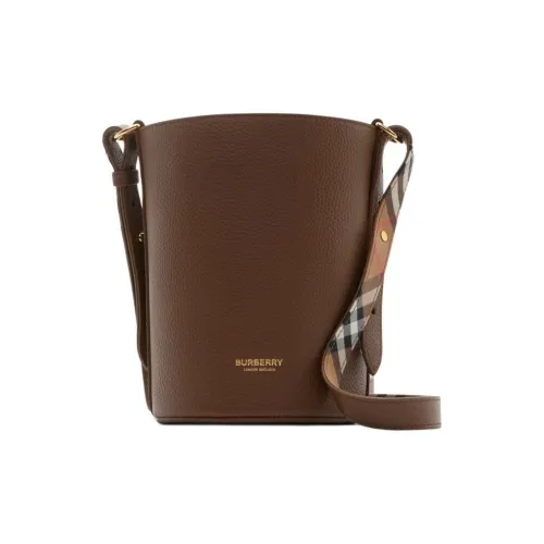 Burberry Grain Calfskin Bucket Bag, Handbag, Shoulder Bag, Crossbody Bag Small Size Women's Earth Tone