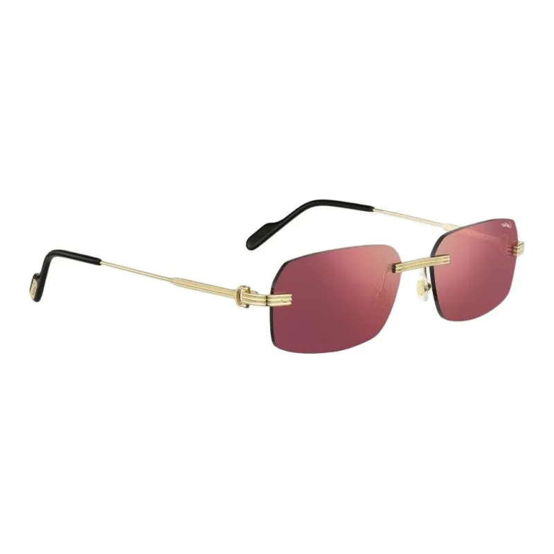 CARTIER Gold Plated Metal Rectangular Sunglasses Unisex Gold-2