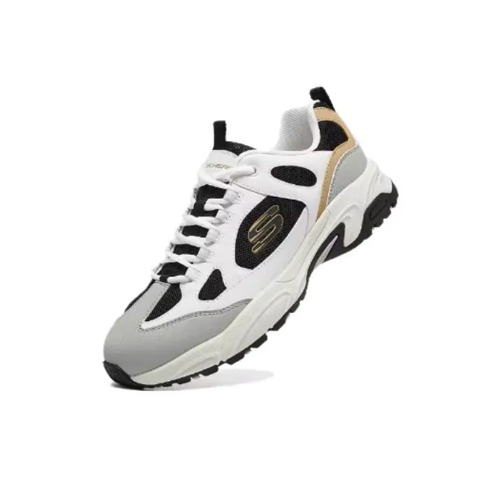 Skechers Cushioning, Wear Resistant Low Top Chunky Sneakers Men's Black Gold-3