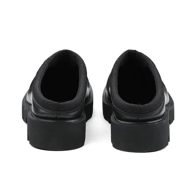 HANQIAORIJI Rebirth Slip Resistant Lightweight Sandal Derby Closed Toe Slippers 4cm Men's Black-6