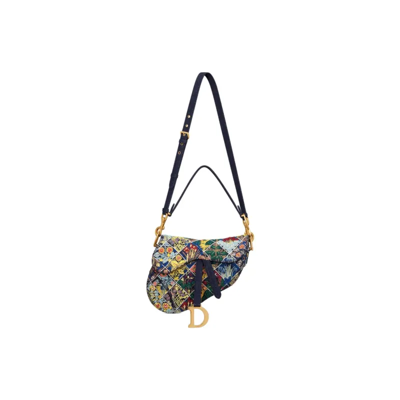 DIOR Saddle Denim Saddle Bag Shoulder Bag Crossbody Bag Handbag Women's Multicolor-3