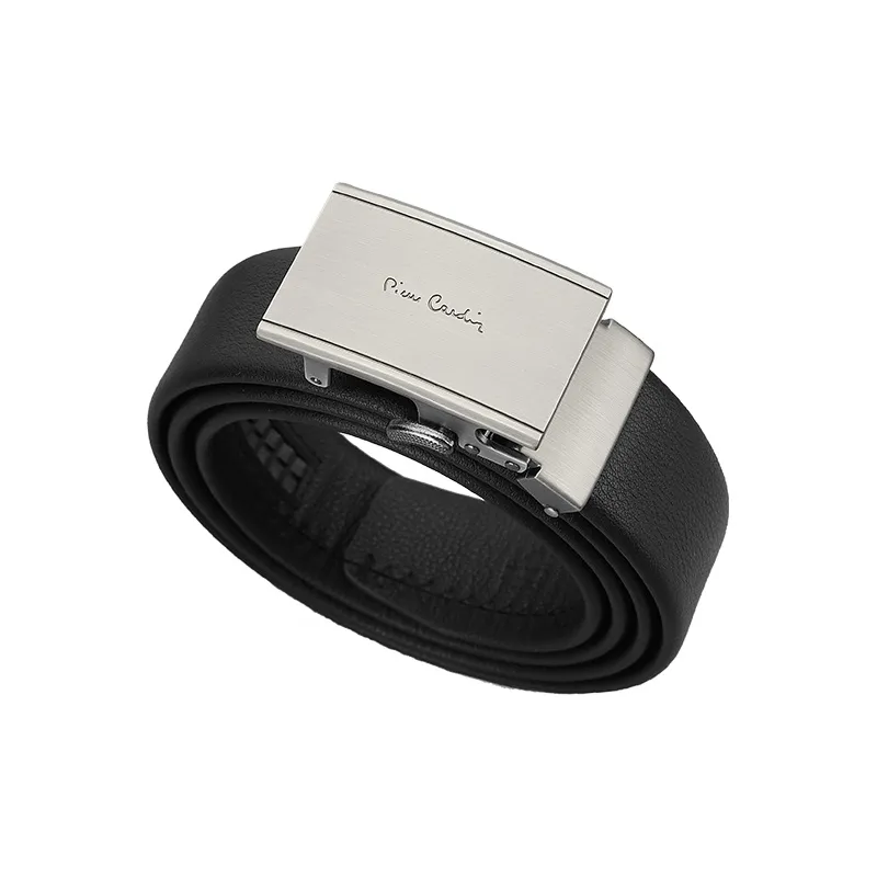 PIERRE CARDIN Men's New Arrival Business Automatic Buckle Genuine Cow Leather Men's Pant Belt Men's Black-3