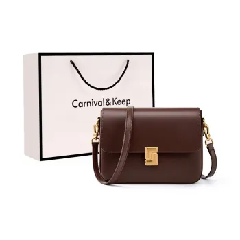 Carnival Keep Cow Leather Tofu Bag Shoulder Bag Crossbody Bag Shoulder Bag Regular Women's Coffee/Black/Brown/Ecru