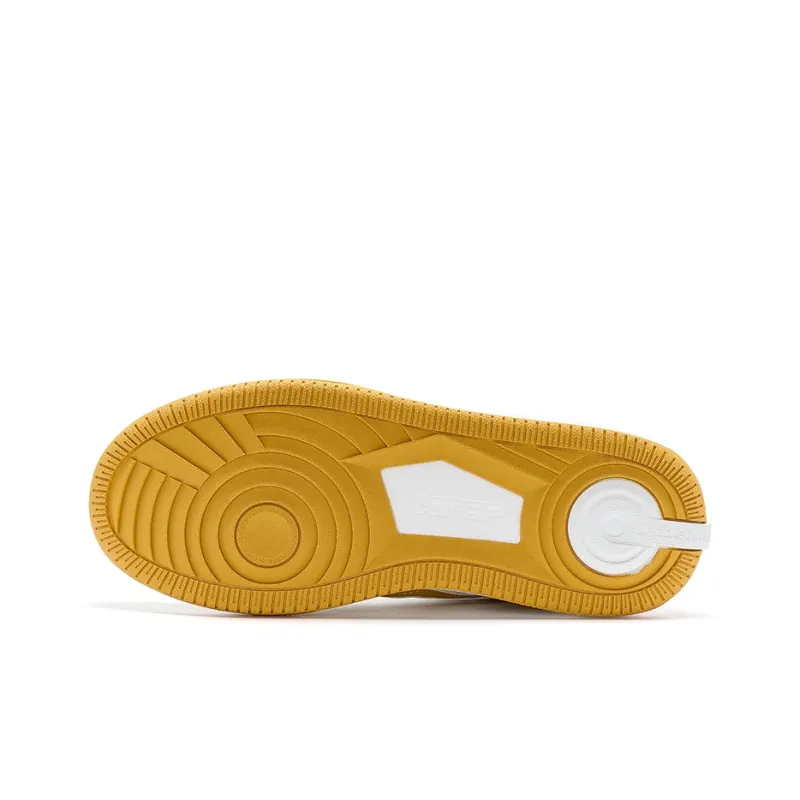 XTEP Anti-Slip Wear-Resistant Low-Top Skateboard Shoes Men's Licorice Yellow Sail White-6