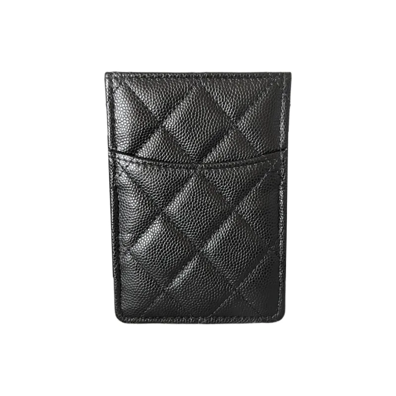 CHANEL Caviar Cow Leather Card Holder Women's Black-2