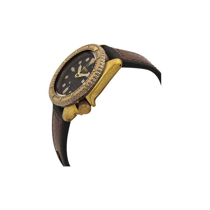 SEIKO Series 5 Mechanical Movement Artificial Leather Strap Watch Men's Watches Black Dial-3