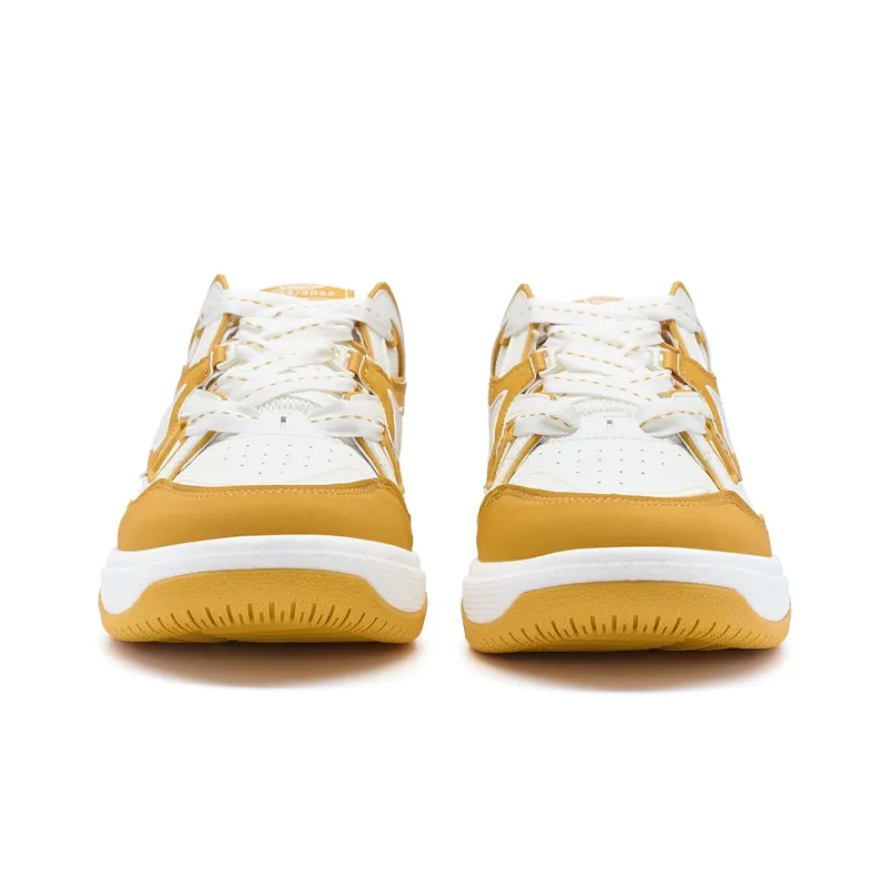 XTEP Anti-Slip Wear-Resistant Low-Top Skateboard Shoes Men's Licorice Yellow Sail White-5