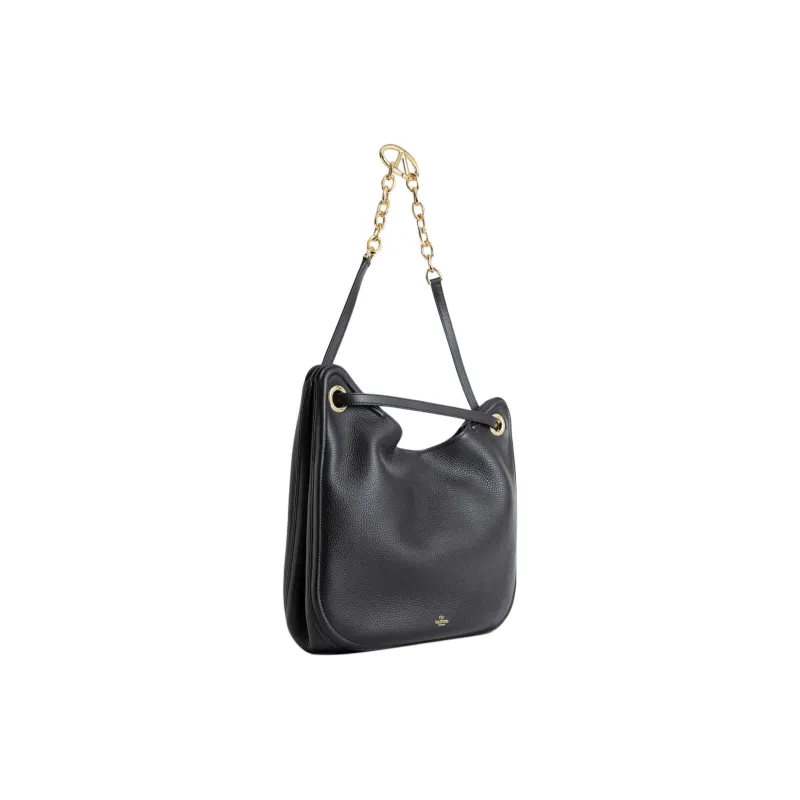 Valentino Grained Leather Tote Bag Shopping Bag Handbag Shoulder Bag Women's Black-1