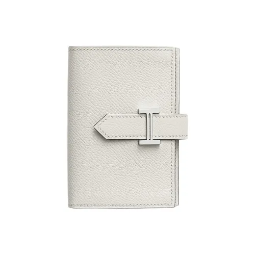 HERMES Bearn Epsom Calfskin Wallet Mini Women's M4 Gris Pale Cream Gray