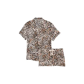Victoria's Secret Satin Short Pajama Set Pajama Set Women's Leopard Print