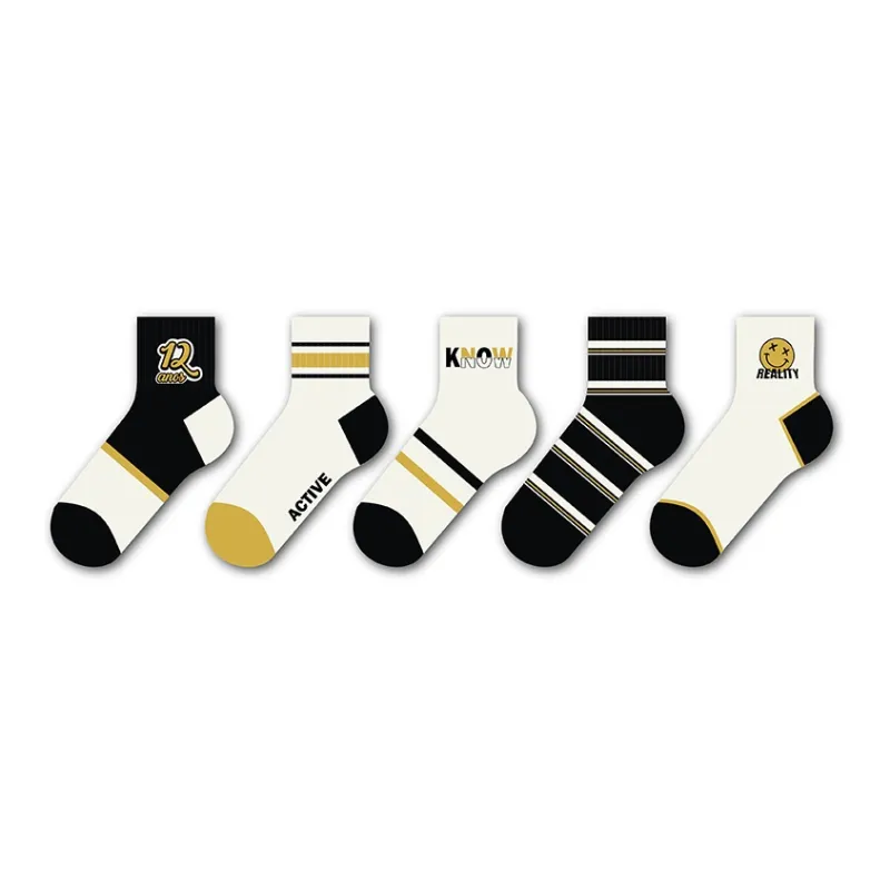 MANCHU Mid Calf Socks Men's 5 Pack Mixed Color-0