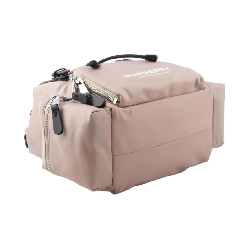 Burberry Nylon With Calfskin Backpack Unisex Rose Pink-4
