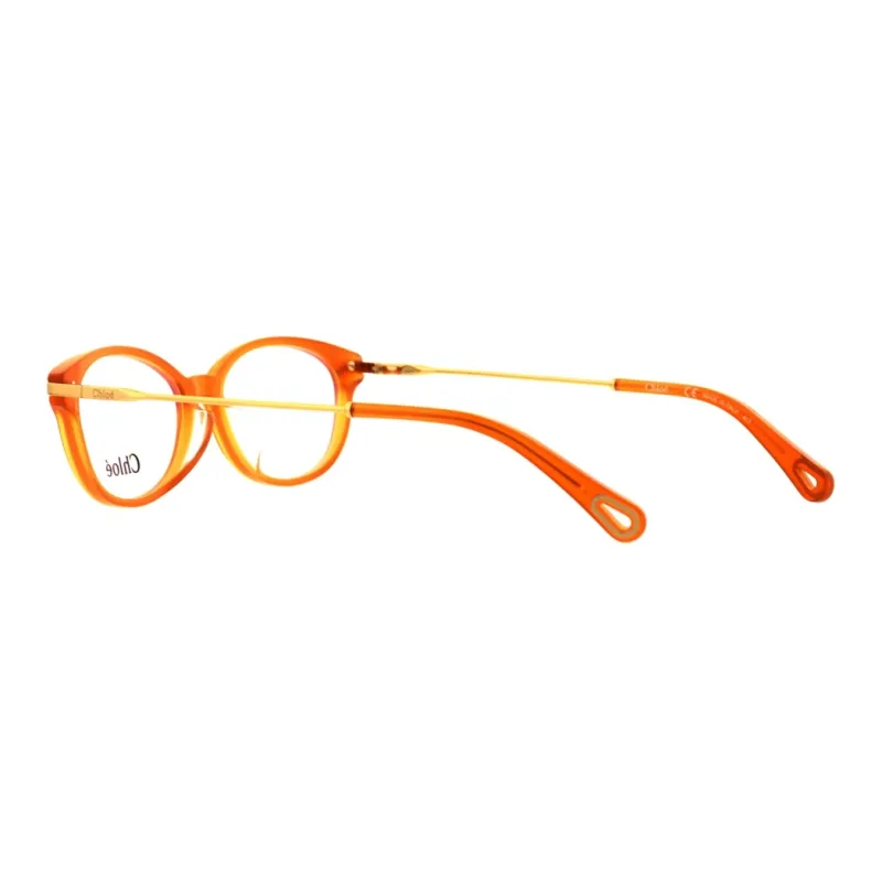 Chloe Plastic Metal Oval Eyeglass Frames Women's Orange-2