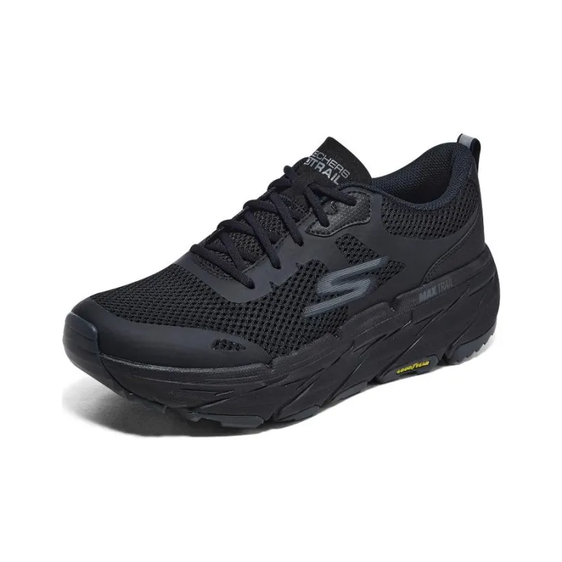 Skechers Cushioned Wear Resistant Lightweight Low Top Running Shoes Men's Black-2
