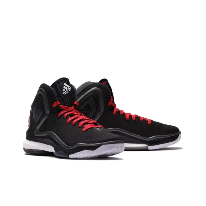 Adidas D Rose 5 Boost Cushioning, Wear Resistant Low Top Basketball Shoes Unisex Black Red-2