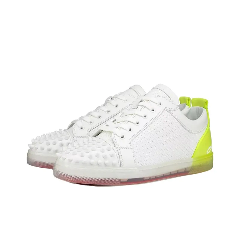 CL Fun Louis Junior Low Top Skateboard Shoes Men's White Green-1