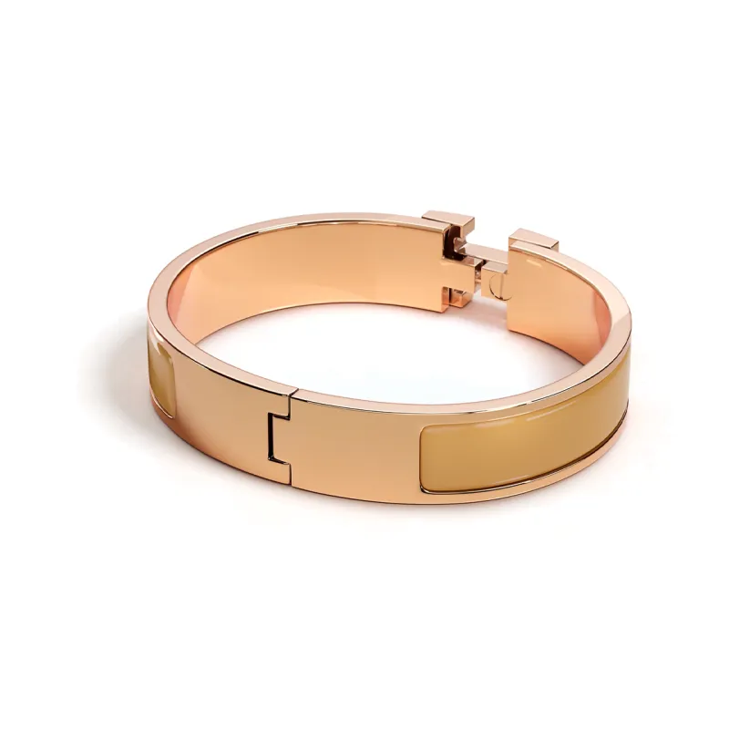 HERMES Enamel Bangles Unisex Rose Gold-1