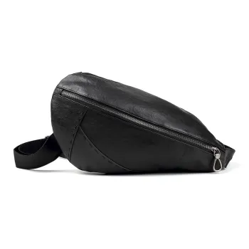 Old Man's Head Top Grain Cow Leather Sling Bags Crossbody Bags Regular Men's Black