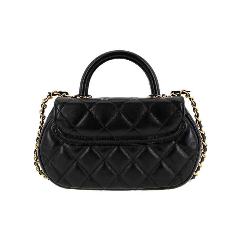 CHANEL Sheepskin Shoulder Bag, Crossbody Bag, Handbag Medium Size Women's Black-3