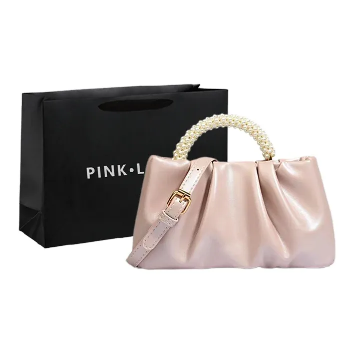 PINK·LAND PU Wrist Bag, Cloud Bag, One Shoulder Handbag Mini Women's White/Pink/Gold/Silver-5