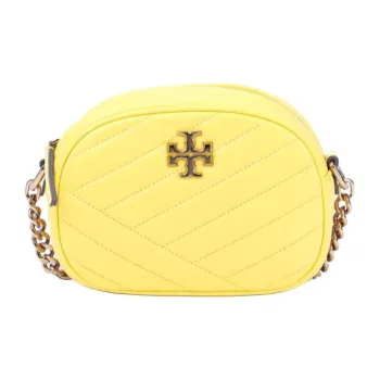 TORY BURCH Lambskin Camera Bag, Crossbody Bag, Shoulder Bag Women's Light Yellow