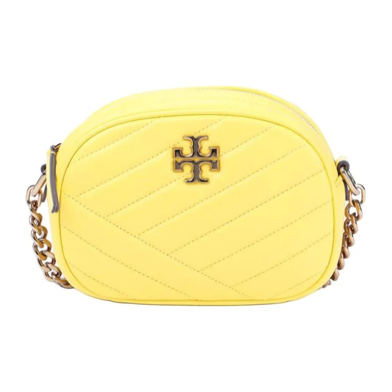 TORY BURCH Lambskin Camera Bag, Crossbody Bag, Shoulder Bag Women's Light Yellow-0