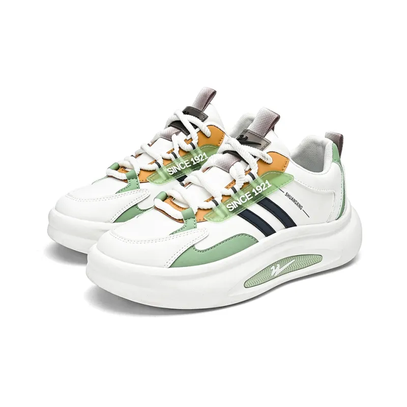 Binary Casual Shoes Men Low Top White Green-3