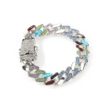 Silver Full Rhinestones Multicolor Bracelet