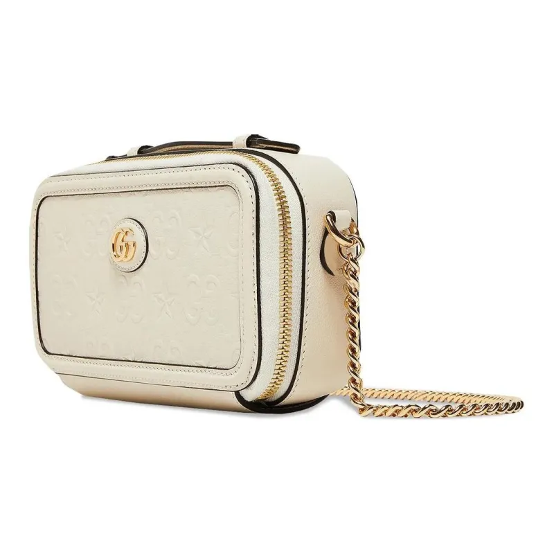 GUCCI Leather Handbag Shoulder Bag Crossbody Bag Small Size Women's White-1