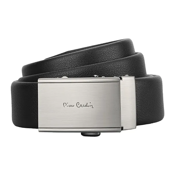 PIERRE CARDIN Men's New Arrival Business Automatic Buckle Genuine Cow Leather Men's Pant Belt Men's Black-1