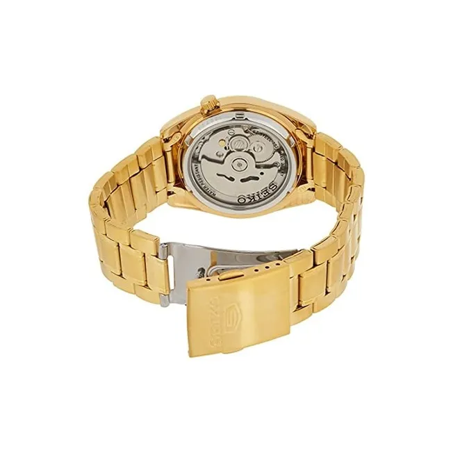 SEIKO Automatic Mechanical Movement Gold Plated Stainless Steel Strap Watch Men's Watches Gold Dial SNKL48K1-4