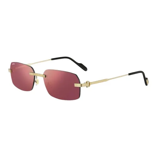 CARTIER Gold Plated Metal Rectangular Sunglasses Unisex Gold