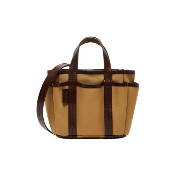 MaxMara 100% Cotton With Canvas Portable Crossbody Bag Shoulder Bag Mini Women's Brown