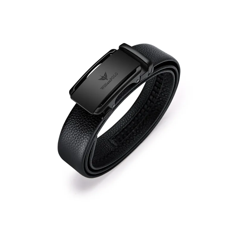 WilliamPOLO Top Grain Cow Leather Leather Belts Men's Gunmetal 3.5cm Width-1