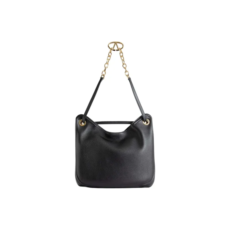 Valentino Grained Leather Tote Bag Shopping Bag Handbag Shoulder Bag Women's Black-2