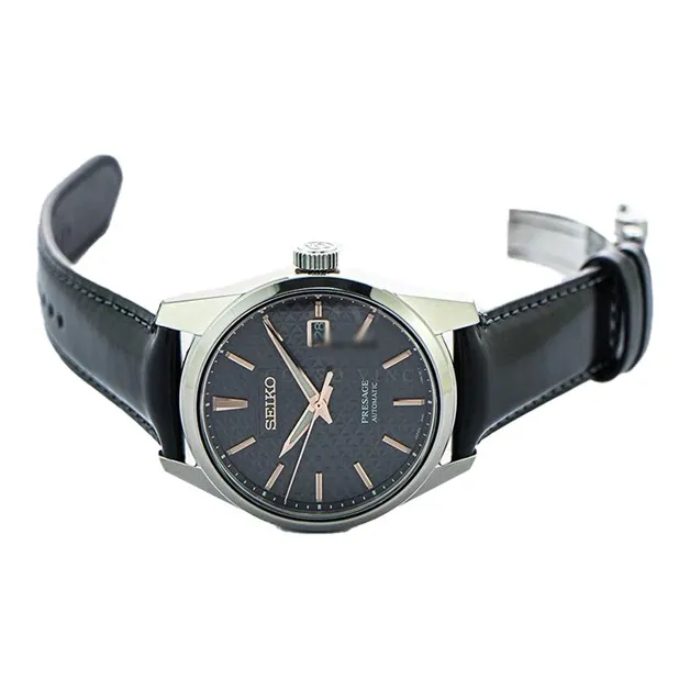 SEIKO Mechanical Movement Genuine Leather Strap Watch Unisex Black Dial SPB231J1-4