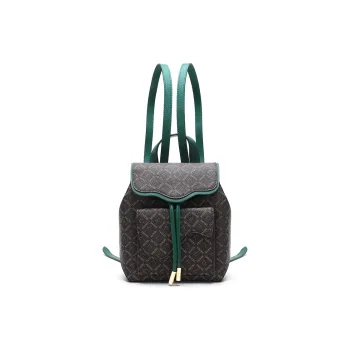 Satchi PVC Cow Leather Patchwork Backpack Small Size Women's Green/Red