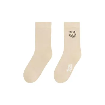 Maison Kitsune Fox Head Embroidered Ribbed Socks