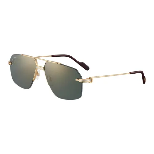CARTIER Metal Gold Plated Aviator Sunglasses Unisex Gold