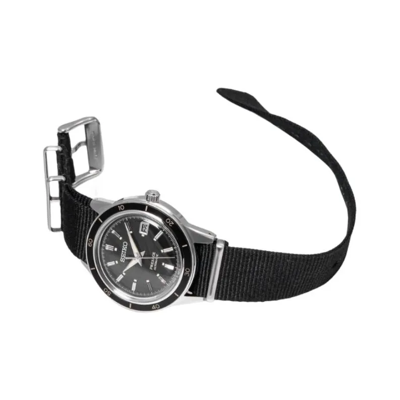 SEIKO Presage Series Automatic Mechanical Movement Nylon Strap Watch Men's Watches Black Dial SRPG09J1-2